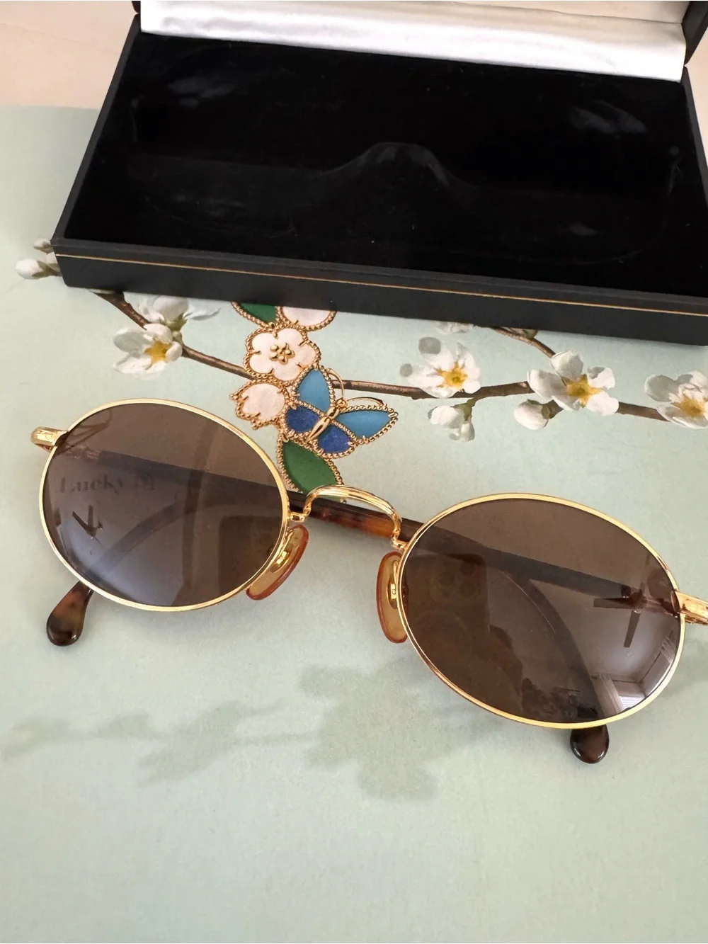 Montblanc Meisterstuck Gold Round Metal Frame Sunglasses with Brown Lenses